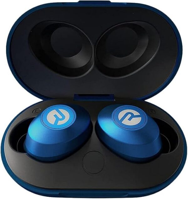 Auriculares inalámbricos Raycon E25 con Bluetooth y micrófono para uso diario, auriculares Bluetooth intrauditivos con sonido estéreo, 24 horas de reproducción, realmente inalámbricos, azul mate