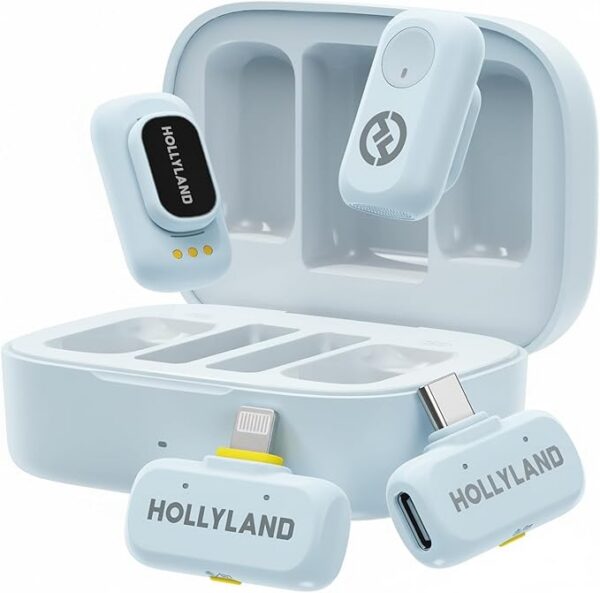 Micrófono inalámbrico Hollyland Lark A1 para iPhone 17/16/15 y Android, 48kHz/24-bit, cancelación inteligente de ruido de 3 niveles, micrófono mini magnético para YouTube, Podcast, Vlogging (Negro