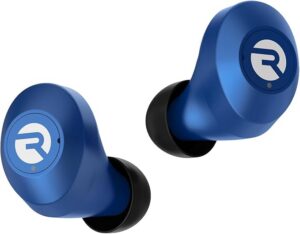 Auriculares inalámbricos Raycon E25 con Bluetooth y micrófono para uso diario, auriculares Bluetooth intrauditivos con sonido estéreo, 24 horas de reproducción, realmente inalámbricos, azul mate