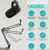 Movo Paquete de equipos de podcast para 4 personas - Interfaz de audio USB de 4 canales, 4 micrófonos dinámicos CastMic, 4 brazos Boom - Kit completo de grabación