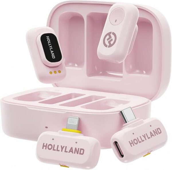 Micrófono inalámbrico Hollyland Lark A1 para iPhone 17/16/15 y Android, 48kHz/24-bit, cancelación inteligente de ruido de 3 niveles, micrófono mini magnético para YouTube, Podcast, Vlogging (Negro