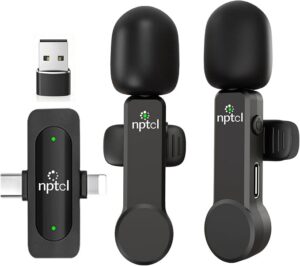 Wireless Mini Microphone for iPhone PC, USB Type C Lavalier Lapel Mic