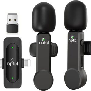 Wireless Mini Microphone for iPhone PC, USB Type C Lavalier Lapel Mic