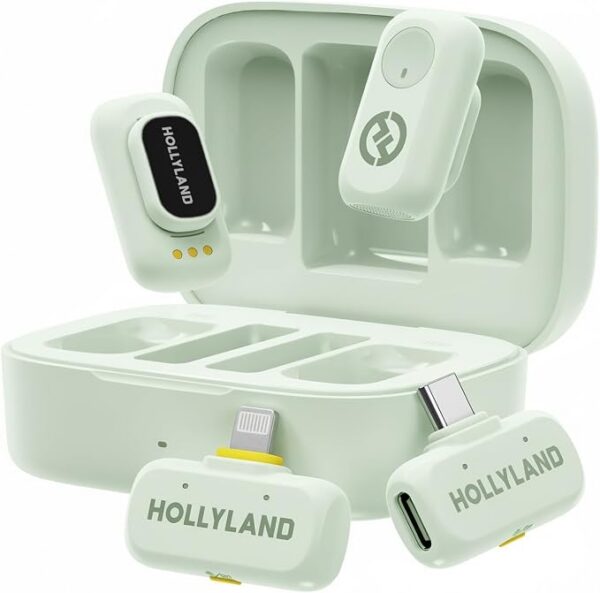 Micrófono inalámbrico Hollyland Lark A1 para iPhone 17/16/15 y Android, 48kHz/24-bit, cancelación inteligente de ruido de 3 niveles, micrófono mini magnético para YouTube, Podcast, Vlogging (Negro
