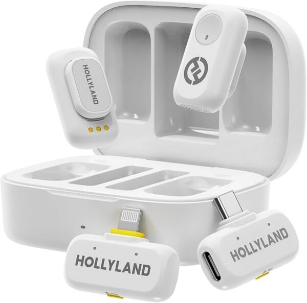 Micrófono inalámbrico Hollyland Lark A1 para iPhone 17/16/15 y Android, 48kHz/24-bit, cancelación inteligente de ruido de 3 niveles, micrófono mini magnético para YouTube, Podcast, Vlogging (Negro