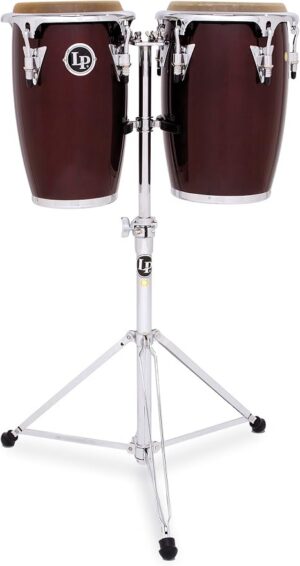 Latin Percussion LP Jr Wood Conga Set - Rojo Vino/Cromo
