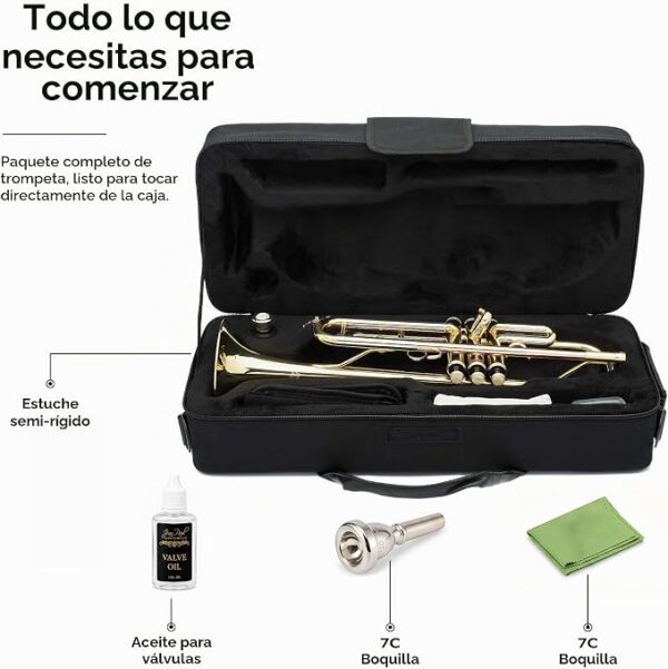 ean Paul TR-430 Trompeta Intermedia en Si♭ - Latón Lacado con Tudel de Latón Rosa