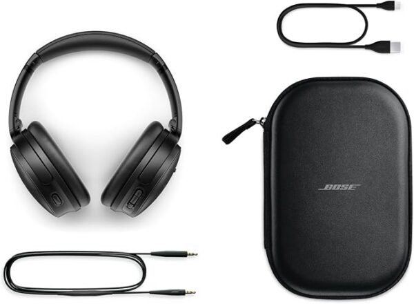 Bose QuietComfort Auriculares - Auriculares inalámbricos Bluetooth, cancelación activa de ruido supraaurales y micrófono, carga USB-C, graves profundos, hasta 24 horas de tiempo de reproducción, negro