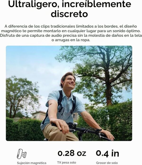 Micrófono inalámbrico Hollyland Lark A1 para iPhone 17/16/15 y Android, 48kHz/24-bit, cancelación inteligente de ruido de 3 niveles, micrófono mini magnético para YouTube, Podcast, Vlogging (Negro