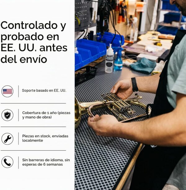 ean Paul TR-430 Trompeta Intermedia en Si♭ - Latón Lacado con Tudel de Latón Rosa